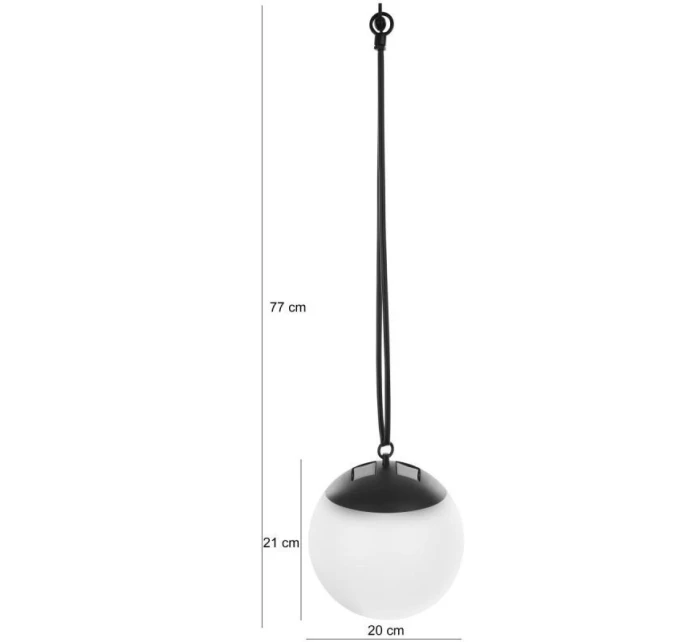 SOLÁRNÍ LAMPA PLASTOVÁ KOULE ZÁVĚSNÁ 20CM