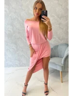 Asymetrické šaty, 3/4 rukávy, pudrově růžové Asymetrické šaty, 3/4 rukávy, pudrově růžové