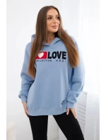 Zateplená bavlněná mikina s kapucí Love modrý Zateplená bavlněná mikina s kapucí Love modrý