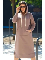 Dlouhé šaty s kapucí 9623 Tmávě béžová - K-Fashion Dlouhé šaty s kapucí 9623 Tmávě béžová - K-Fashion