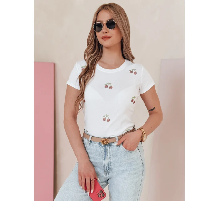 Dámské tričko v barvě třešní CHERRYDUST bílá Dstreet RY2853 Dámské tričko v barvě třešní CHERRYDUST bílá Dstreet RY2853
