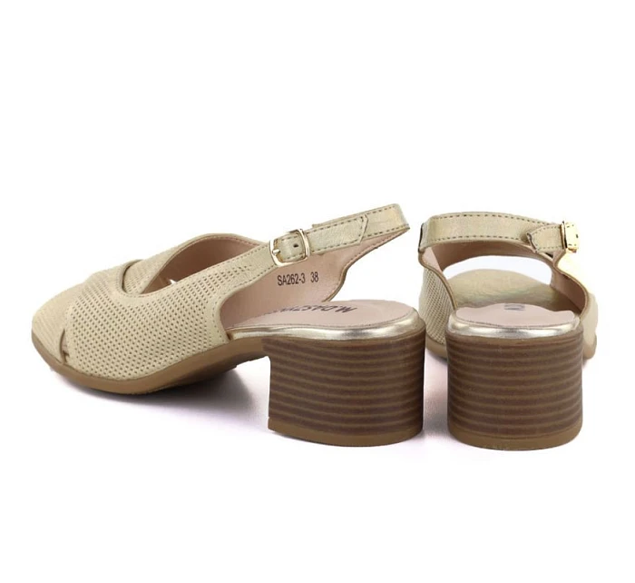 Dámské pohodlné zlaté sandály na jehlovém podpatku M.Daszynski SA262-3