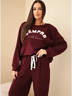 Dámský model 22353125 komplet s mikinou a tepláky jogger bordó - K-Fashion Dámský model 22353125 komplet s mikinou a tepláky jogger bordó - K-Fashion