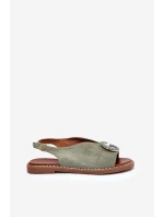 Ploché sandály se zdobením zelené model 21685707 - Boto Ploché sandály se zdobením zelené model 21685707 - Boto