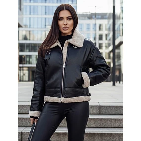 Dámská kožená bunda s ovčí kůží SHEREB black FashionStreet TY4756z
