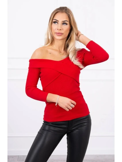 Halenka s výstřihem do V červená Halenka s výstřihem do V červená