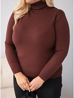 Dámský viskózový svetr Plus Size s rolákem v klasickém střihu tmavě hnědý Dámský viskózový svetr Plus Size s rolákem v klasickém střihu tmavě hnědý