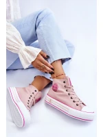 Dámské vysoké textilní tenisky na platformě Big Star model 21608432 Růžová - Big Star Shoes Dámské vysoké textilní tenisky na platformě Big Star model 21608432 Růžová - Big Star Shoes