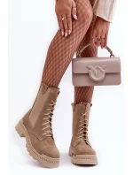 Dámské Vyšívané Kožené Boty Bežové Nicole 2836 Dámské Vyšívané Kožené Boty Bežové Nicole 2836