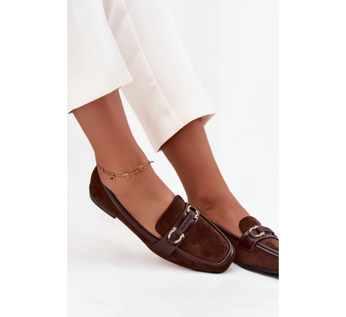 Mokasyny Loafersy Dámské S Ozdobným Prvkem Čokoládové Evelora Mokasyny Loafersy Dámské S Ozdobným Prvkem Čokoládové Evelora