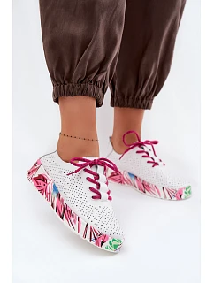 Kožené dámské polobotky s platformou Fuchsiová model 22091777 - EVENTO