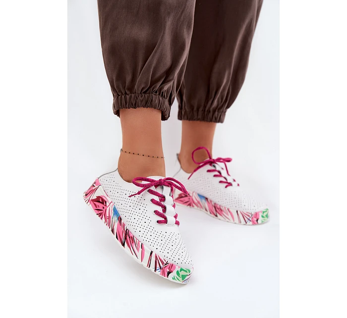 Kožené dámské polobotky s platformou Fuchsiová model 22091777 - EVENTO