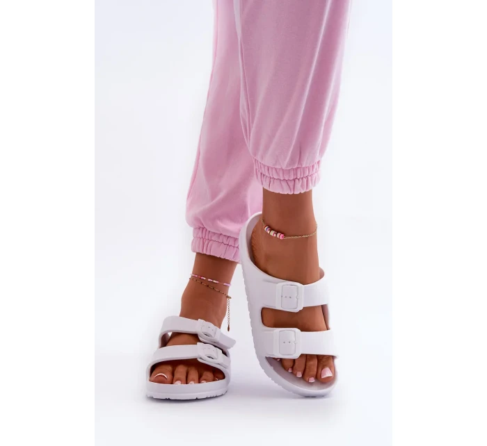 Dámské pěnové pantofle s přezkami bílé Luciene