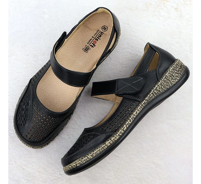 Dámské prolamované polobotky na suchý zip černé Unisoft 7026 Dámské prolamované polobotky na suchý zip černé Unisoft 7026