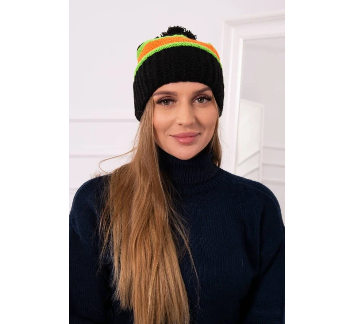 Dámská čepice Kinga K297 black+orange+green neon Dámská čepice Kinga K297 black+orange+green neon