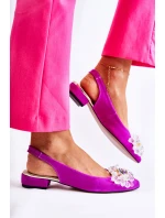 Semišové balerínky na  s zdobením tmavě růžovým Elena model 21589842 - Boto