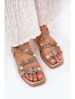 Dámské sandály se zdobením eko kůže  zlaté model 21693435 - Artiker