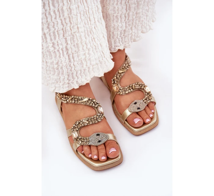 Dámské sandály se zdobením eko kůže  zlaté model 21693435 - Artiker