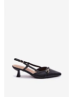 Dámské sandály na podpatku s špičatými špičkami Černé Felessa