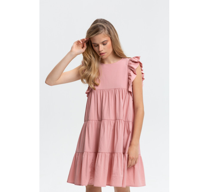 Monnari Šaty Mini šaty s volánem růžové