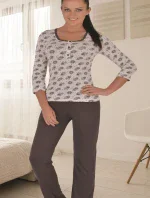 Dámské pyžamo 887-YPJ růžové s květinovým vzorem - CoCoon