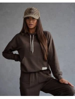 Teplákový komplet v čokoládové barvě - mikina se stojáčkem a kalhoty (82162)