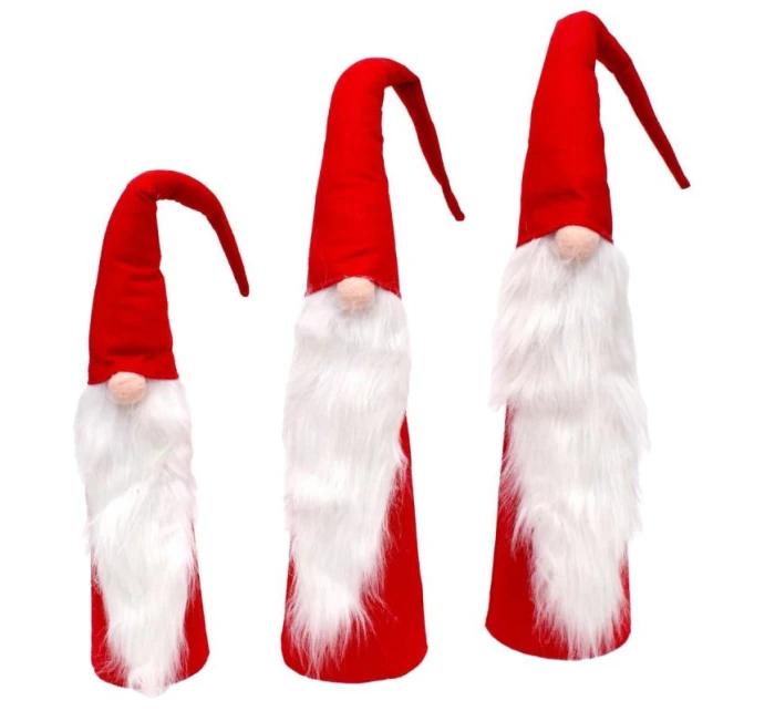 SADA ČERVENÝCH DEKORAČNÍCH MIKULÁŠŮ 60,70, 80CM dětské