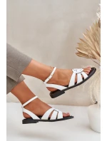 Kožené Dámské Sandály Na Plochém Podpatku Bílé Zazoo model 21682210 - Boto Kožené Dámské Sandály Na Plochém Podpatku Bílé Zazoo model 21682210 - Boto