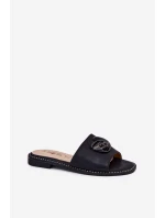 Dámské Pantofle Na Plochém Podpatku S Ozdobným Detalem model 21698262 Černé - S.Barski