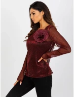 Dámská halenka s LK KMPL černá a červená model 18037022 - FPrice Dámská halenka s LK KMPL černá a červená model 18037022 - FPrice