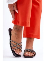 Dámské Šněrovací Sandály S Proužky A Džety Černé Leomi Dámské Šněrovací Sandály S Proužky A Džety Černé Leomi