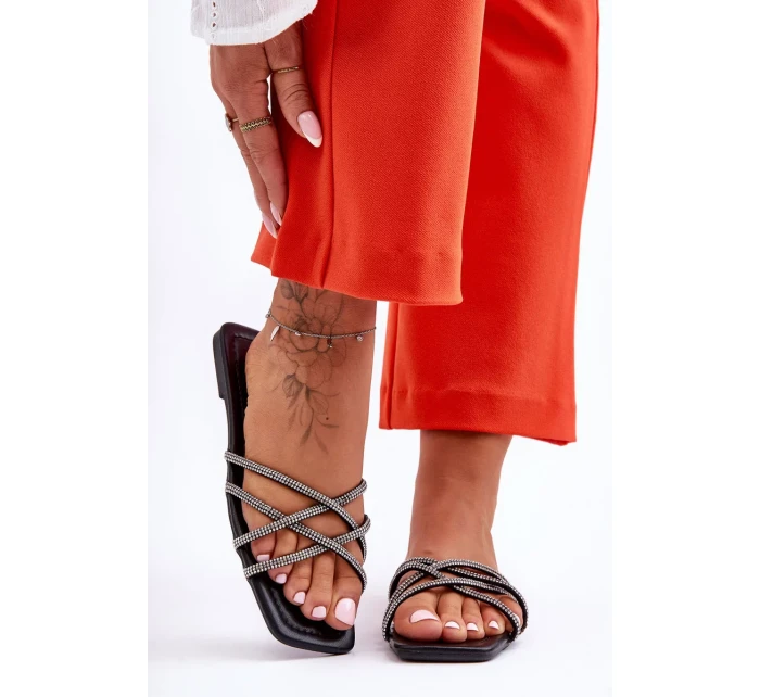 Dámské Šněrovací Sandály S Proužky A Džety Černé Leomi Dámské Šněrovací Sandály S Proužky A Džety Černé Leomi