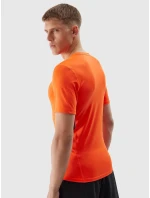 Pánské sportovní tričko slim z recyklovaných materiálů 4F - oranžové Pánské sportovní tričko slim z recyklovaných materiálů 4F - oranžové