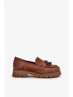 Zazoo Dámské semišové mokasíny s třásněmi, hnědé Zazoo Dámské semišové mokasíny s třásněmi, hnědé