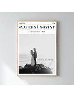 Personalizovaný magický fotoobraz v rámu - 50x70 - svatební noviny Personalizovaný magický fotoobraz v rámu - 50x70 - svatební noviny