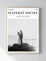 Personalizovaný magický fotoobraz v rámu - 50x70 - svatební noviny