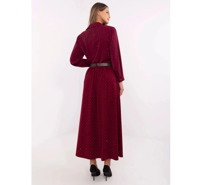 Dámská dlouhá sukně DHJ SD 19720-1.32 Bordó s třpyt kamínky - FPrice