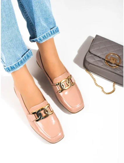 Stylové růžové polobotky dámské bez podpatku Stylové růžové polobotky dámské bez podpatku