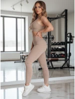 Dámské legíny s vysokým pasem beige model 21986768 - Dstreet