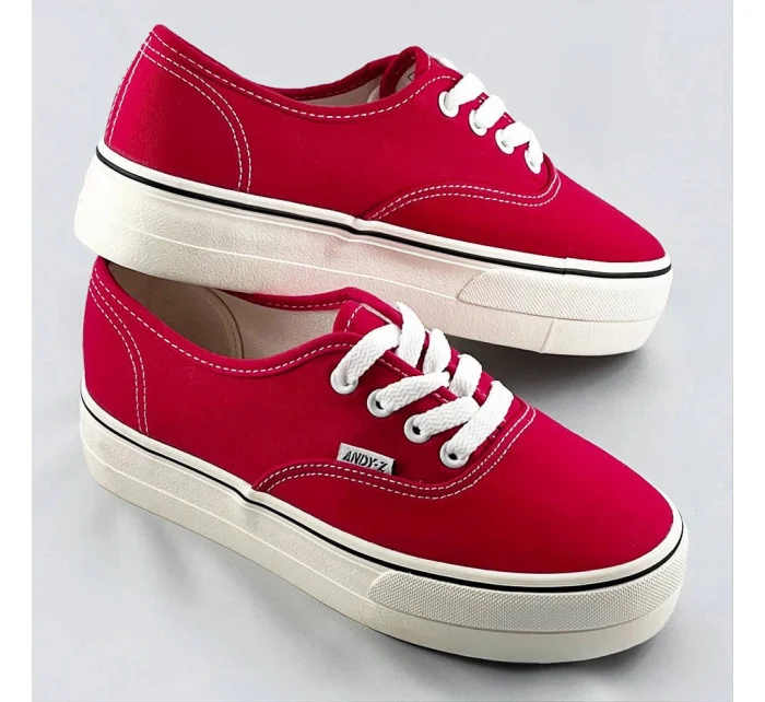 Červené šněrovací tenisky s vyšší podrážkou model 17134050 - ANDY-Z