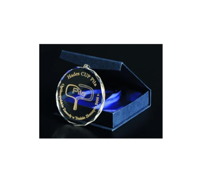 Skleněná rytá medaile s pouzdrem