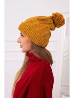 Fleecová čepice hořčicová model 18751361 - K-Fashion Fleecová čepice hořčicová model 18751361 - K-Fashion