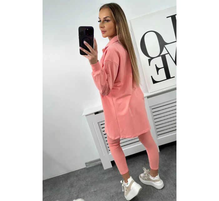 3dílná souprava model 20194664 top a legíny meruňková - K-Fashion 3dílná souprava model 20194664 top a legíny meruňková - K-Fashion