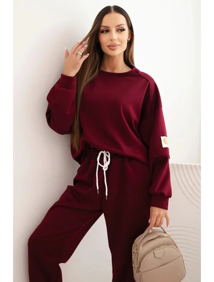 Komplet dámský máslový s volnou mikinou a kalhotami s nápisem LOVE khaki