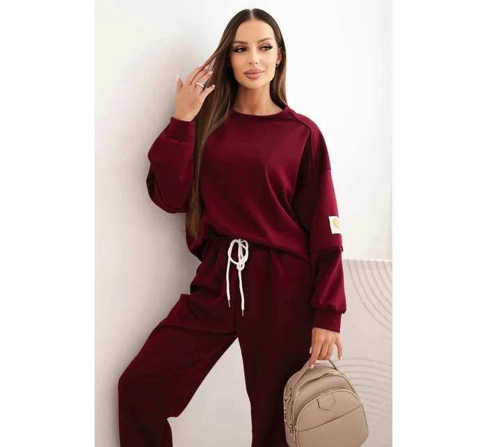 Komplet dámský máslový s volnou mikinou a kalhotami s nápisem LOVE khaki