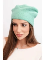 Dámská čepice vlněná klasická hladká beanie K420 tmavě mátová