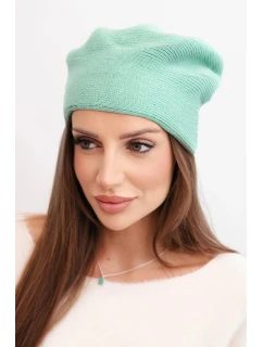 Dámská čepice vlněná klasická hladká beanie K420 tmavě mátová