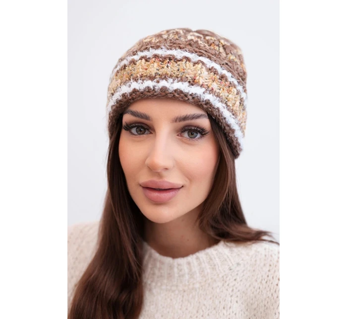 Dámská zimní vlněná čepice s ozdobnými krystalky K399 černá