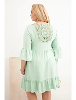 Dámské šaty Plus Size z viskózy s ažurovým zdobením tmavě mentolová Dámské šaty Plus Size z viskózy s ažurovým zdobením tmavě mentolová