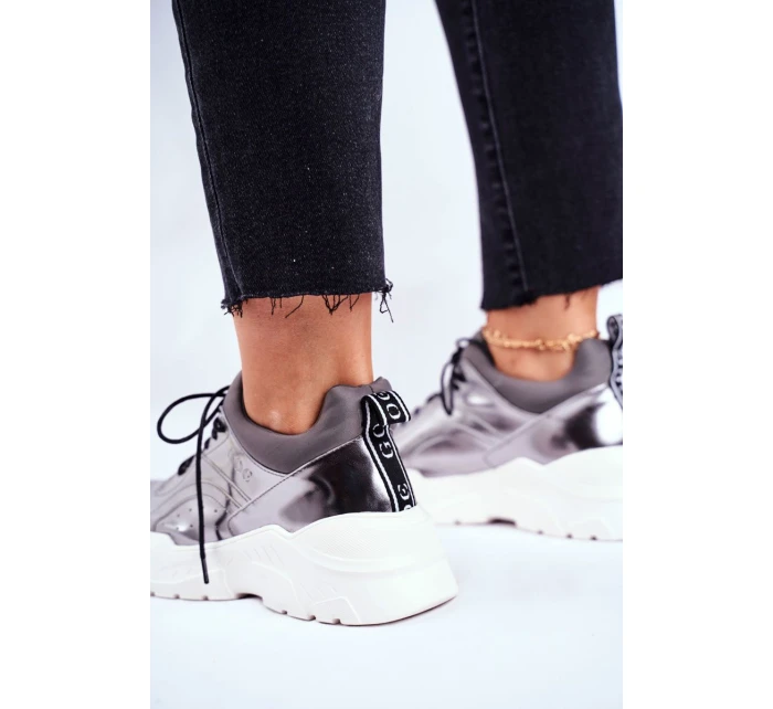 Kožené Sportovní Obuv Sneakers GOE GG2N3040 Stříbrné Kožené Sportovní Obuv Sneakers GOE GG2N3040 Stříbrné